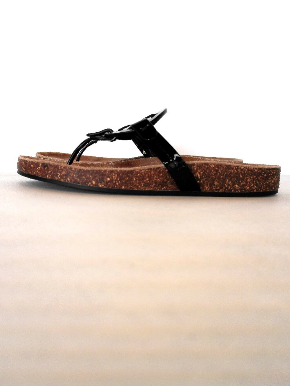 Tory Burch Miller Cloud Patent Leather/Cork Sandals Size 8 Black - Picture 7 of 10